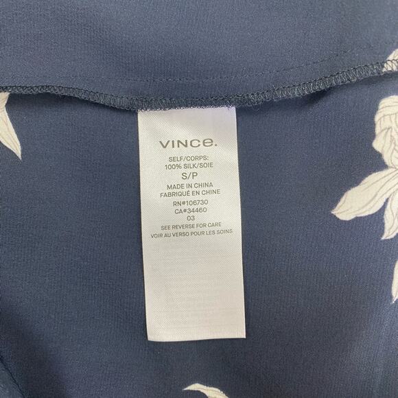 Vince Silk Chrysanthemum Drape Neck Dress in Coastal Blue, Small - Picture 9 of 10